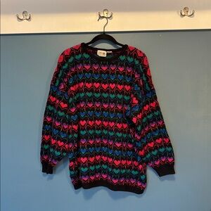Colorful Heart Pattern Sweater